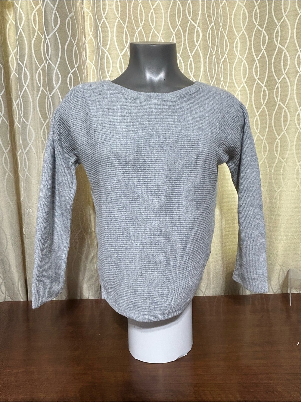 Monk & Lou Light Grey Ribbed Ottoman Sweater- Women